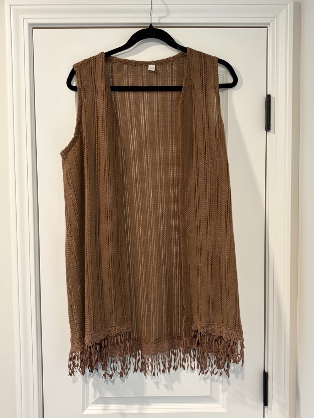 3/$20 SHEIN Brown Crochet Fringe Open Vest